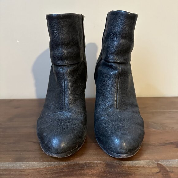 Rag & Bone Newbury Black Leather Ankle Boots • Stacked Block Heel • Women’s - Picture 3 of 8